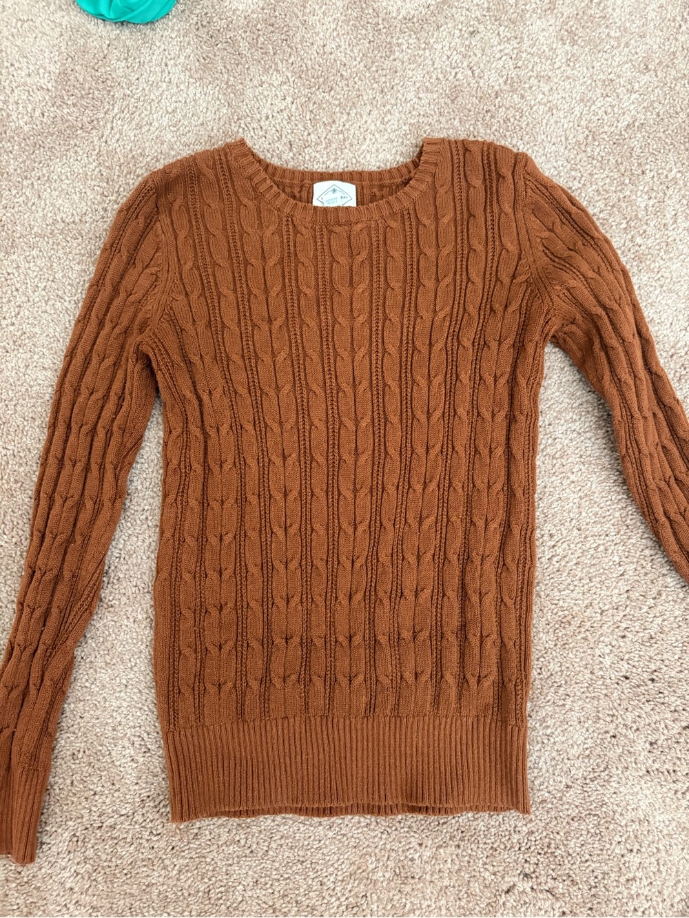 St. John's Bay Cable-Knit Crewneck Sweater - Rust Brown